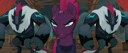 Size: 2048x858 | Tagged: safe, screencap, tempest shadow, pony, g4, my little pony: the movie, armor, broken horn, eye scar, female, horn, impatient, mare, scar, ship, storm guard, tempest shadow's bodyguard, threatening