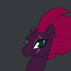 Size: 512x512 | Tagged: safe, artist:sigmastarlight, tempest shadow, pony, unicorn, g4, my little pony: the movie, animated, blinking, bobbing ponies series, broken horn, eye scar, female, gif, headbob, horn, mare, scar, scar on the wrong side, solo, sparking horn