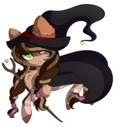 Size: 3801x3953 | Tagged: safe, artist:crazllana, oc, oc only, oc:ginger, earth pony, pony, cloak, clothes, female, hat, high res, mare, simple background, solo, staff, transparent background, witch hat, ych result