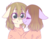 Size: 1326x1027 | Tagged: safe, artist:shiromidorii, oc, oc only, oc:sabrina, oc:tegan, earth pony, pony, blushing, clothes, eyes closed, female, lesbian, mare, nuzzling, oc x oc, shipping, simple background, smiling, sweater, transparent background