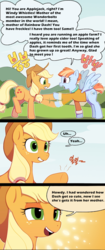 Size: 700x1673 | Tagged: safe, artist:conte0226, edit, editor:xaxu-slyph, applejack, windy whistles, earth pony, pegasus, pony, g4, applejack's hat, comic, cowboy hat, cute, dialogue, english, excited, female, flirting, freckles, grin, hat, hoofshake, implied appledash, implied lesbian, implied shipping, mare, open mouth, smiling, speech bubble, spread wings, sweat, talking, translation, windybetes, wings