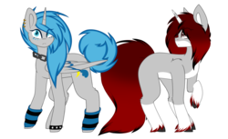 Size: 2346x1440 | Tagged: safe, artist:despotshy, oc, oc only, oc:kala, oc:moonbeam, alicorn, pony, unicorn, cloven hooves, female, leg warmers, mare, raised hoof, simple background, transparent background