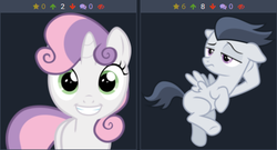 Size: 500x269 | Tagged: safe, rumble, sweetie belle, derpibooru, g4, juxtaposition, meta