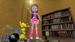 Size: 1280x720 | Tagged: safe, artist:horsesplease, twilight sparkle, equestria girls, g4, 3d, fall formal outfits, giantess, gmod, happy, macro, saxxy, smiling, team fortress 2, trophy, twilight ball dress, waving