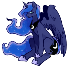 Size: 1074x983 | Tagged: safe, artist:milky-rabbit, princess luna, alicorn, pony, g4, female, jewelry, looking at you, mare, regalia, simple background, smiling, solo, transparent background