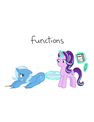Size: 1280x1656 | Tagged: safe, artist:tycoontykun, starlight glimmer, trixie, g4, cover, cute, diatrixes, female, functions, learning, lesbian, math, pencil, school, ship:startrix, shipping