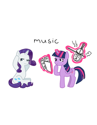 Size: 1280x1656 | Tagged: safe, artist:tycoontykun, rarity, twilight sparkle, alicorn, pony, g4, cover, female, lesbian, magic, music, music notes, musical instrument, school, ship:rarilight, shipping, twilight sparkle (alicorn), violin