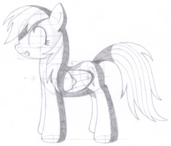 Size: 1659x1419 | Tagged: safe, artist:aafh, rainbow dash, pegasus, pony, g4, female, monochrome, solo, traditional art