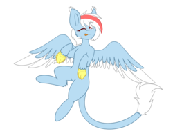 Size: 1802x1440 | Tagged: safe, artist:despotshy, oc, oc only, oc:rift, hippogriff, female, one eye closed, simple background, solo, spread wings, transparent background, wings, wink