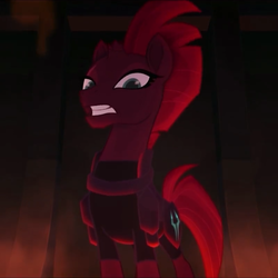 Size: 800x800 | Tagged: safe, screencap, tempest shadow, pony, g4, my little pony: the movie, armor, broken horn, female, horn, mare, open up your eyes, solo