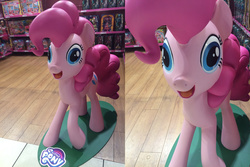 Size: 1920x1280 | Tagged: safe, pinkie pie, earth pony, pony, g4, derp, irl, open mouth, photo, statue, toy, toy store