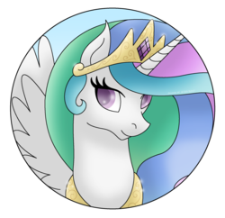 Size: 1024x992 | Tagged: safe, artist:lavenderrain24, princess celestia, pony, g4, bust, crown, female, jewelry, mare, peytral, portrait, regalia, simple background, solo, spread wings, transparent background, wings