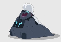 Size: 1280x885 | Tagged: safe, artist:astr0zone, grubber, g4, my little pony: the movie, double chin, fat, huge butt, large butt, obese