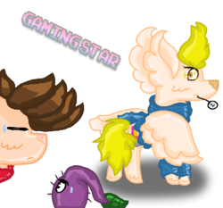 Size: 674x628 | Tagged: safe, artist:gamingstarluigisin, oc, oc:louie, earth pony, pegasus, pikmin, pony, olimar, pikmin (series), ponified, purple pikmin, simple background, transparent background