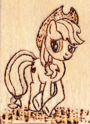 Size: 551x758 | Tagged: safe, artist:malte279, applejack, g4, pyrography, traditional art