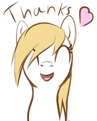 Size: 750x937 | Tagged: safe, artist:jeki, oc, oc only, oc:aryanne, earth pony, pony, blonde, eyes closed, female, happy, heart, mare, reaction image, simple background, solo, thanks, upper body