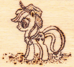 Size: 553x499 | Tagged: safe, artist:malte279, applejack, g4, pyrography, traditional art