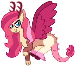 Size: 3394x2953 | Tagged: safe, artist:kindheart525, oc, oc only, oc:jinx, hybrid, high res, interspecies offspring, offspring, parent:discord, parent:fluttershy, parents:discoshy, solo