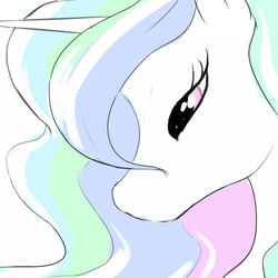 Size: 1000x1000 | Tagged: safe, artist:bauru, princess celestia, alicorn, pony, g4, bust, close-up, portrait, profile, simple