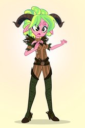 Size: 665x1000 | Tagged: safe, artist:pixelkitties, lemon zest, equestria girls, g4, clothes, costume, female, floppy ears, gradient background, guillermo del toro, halloween, holiday, horns, horror, pan (god), pan's labyrinth, parody, solo