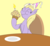 Size: 2952x2688 | Tagged: safe, artist:dinkyuniverse, dinky hooves, g4, birthday, chair, chest fluff, eating, female, filly, food, happy, happy birthday, hat, high res, muffin, party, party hat, plate, table