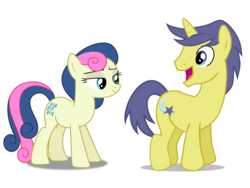 Size: 1894x1425 | Tagged: safe, bon bon, comet tail, sweetie drops, earth pony, pony, unicorn, g4, cometdrops, female, implied shipping, male, mare, shipping, simple background, stallion, straight, vector, white background