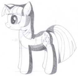 Size: 1376x1348 | Tagged: safe, artist:aafh, twilight sparkle, pony, unicorn, g4, female, monochrome, solo, traditional art