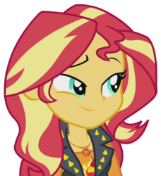 Size: 984x1077 | Tagged: safe, artist:fella, edit, edited screencap, screencap, sunset shimmer, a fine line, equestria girls, g4, my little pony equestria girls: better together, background removed, clothes, female, geode of empathy, jewelry, leather vest, magical geodes, not a vector, simple background, solo, transparent background, vest