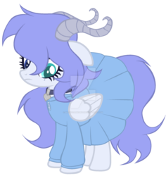 Size: 1024x1083 | Tagged: safe, artist:magicdarkart, pegasus, pony, clothes, dress, female, horns, mare, simple background, solo, transparent background, watermark