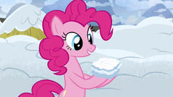 Size: 1280x720 | Tagged: safe, screencap, pinkie pie, earth pony, pony, g4, not asking for trouble, female, mare, snow, snow sandwich, solo