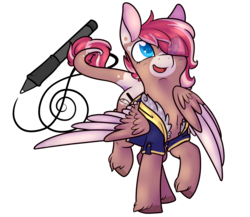 Size: 2203x1908 | Tagged: safe, artist:cloureed, oc, oc only, oc:strawberry breeze, pegasus, pony, cutie mark background, female, long tail, mare, simple background, solo, transparent background, unshorn fetlocks, wings
