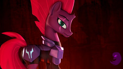 Size: 4000x2250 | Tagged: safe, artist:thevioletghost, tempest shadow, pony, unicorn, g4, my little pony: the movie, 3d, armor, broken horn, female, horn, looking at you, mare, solo, source filmmaker