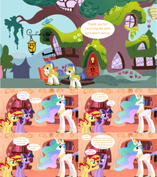 Size: 1284x1444 | Tagged: safe, artist:hakunohamikage, princess celestia, sunset shimmer, twilight sparkle, alicorn, pony, unicorn, ask-princesssparkle, g4, ask, comic, golden oaks library, royal guard, tumblr, twilight sparkle (alicorn)