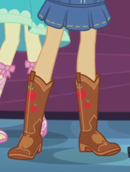 Size: 295x391 | Tagged: safe, screencap, applejack, a fine line, equestria girls, g4, my little pony equestria girls: better together, boots, cowboy boots, cropped, legs, pictures of legs, shoes