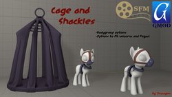 Size: 1191x670 | Tagged: safe, artist:dracagon, my little pony: the movie, 3d, cage, collar, downloadable, gag, gmod, harness, muzzle, muzzle gag, shackles, source filmmaker, source filmmaker resource, tack