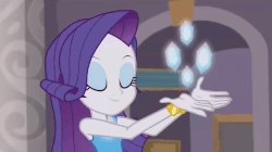 Size: 792x442 | Tagged: safe, edit, edited screencap, screencap, rarity, equestria girls, g4, my little pony equestria girls: better together, school of rock, animated, female, geode of shielding, gif, rarity peplum dress, reversed, solo