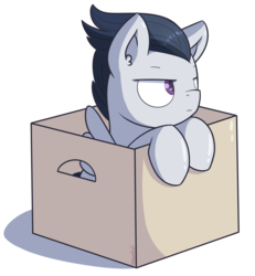 Size: 3706x4010 | Tagged: safe, artist:lemanda, rumble, pony, g4, marks and recreation, box, high res, literal, male, pony in a box, pun, simple background, solo, white background