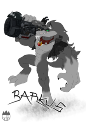 Size: 1400x2000 | Tagged: safe, artist:sanyo2100, oc, oc only, oc:barkus, diamond dog, cannon, heavy metal, reference sheet, simple background, transparent background