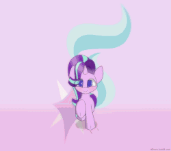 Size: 1000x883 | Tagged: safe, artist:n0nnny, part of a set, starlight glimmer, pony, unicorn, g4, animated, best pony, blushing, cute, cutie mark background, daaaaaaaaaaaw, female, frame by frame, gif, glim, glim glam, glimmerbetes, glimmy, glomp, grin, happy birthday mlp:fim, hnnng, hug, incoming hug, it's coming right at us, looking at you, mlp fim's seventh anniversary, n0nnny is trying to murder us, n0nnny's run and hug, offscreen character, pov, running, smiling, solo, sweet dreams fuel, weapons-grade cute
