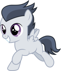 Size: 3001x3500 | Tagged: safe, artist:cloudy glow, rumble, pegasus, pony, g4, marks and recreation, colt, cute, high res, male, rumblebetes, running, simple background, smiling, solo, transparent background, vector