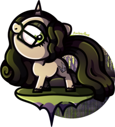 Size: 898x984 | Tagged: safe, artist:amberpone, oc, oc only, oc:miss remains, pony, unicorn, adult, big eyes, big head, black, cel shading, commission, cute, cutie mark, digital art, eyes open, fanart, female, floating island, forest, glasses, graceful, green, hooves, horn, lighting, long hair, long mane, long tail, looking at you, makeup, mare, original character do not steal, paint tool sai, pose, purple, shading, simple background, smiling, solo, standing, transparent background, water