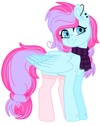 Size: 880x1112 | Tagged: safe, artist:bezziie, oc, oc only, oc:strawberry pie, pegasus, pony, clothes, female, mare, scarf, simple background, socks, solo, transparent background