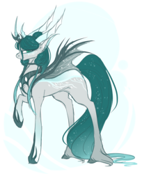Size: 1193x1462 | Tagged: safe, artist:holoriot, oc, oc only, changeling, changeling queen, changeling queen oc, female, ice changeling, raised hoof, solo