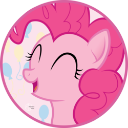 Size: 2000x2000 | Tagged: safe, artist:arifproject, pinkie pie, earth pony, pony, g4, arif's circle vector, bust, circle, eyes closed, female, high res, open mouth, portrait, semi-transparent, simple background, smiling, solo, transparent background, vector