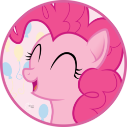 Size: 2000x2000 | Tagged: safe, artist:arifproject, pinkie pie, earth pony, pony, g4, ^^, arif's circle vector, bust, circle, eyes closed, female, high res, open mouth, portrait, semi-transparent, simple background, smiling, solo, transparent background, vector