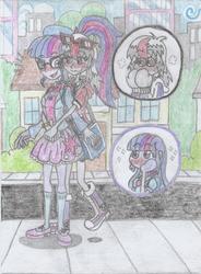 Size: 1241x1689 | Tagged: safe, artist:nephilim rider, sci-twi, twilight sparkle, oc, oc:heaven lost, alicorn, pony, g4, shoes, sneakers, traditional art, twilight sparkle (alicorn)