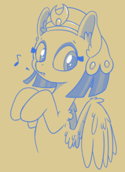 Size: 520x715 | Tagged: safe, artist:tehflah, somnambula, pony, g4, cute, female, monochrome, music notes, solo, whistling