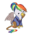 Size: 5000x4000 | Tagged: safe, artist:maxiima, oc, oc only, oc:rainbow feather, griffon, alternate timeline, artificial wings, augmented, chibi, clothes, commission, cute, interspecies offspring, magical lesbian spawn, mechanical wing, offspring, parent:gilda, parent:rainbow dash, parents:gildash, rainbow hair, scar, simple background, solo, transparent background, uniform, wings