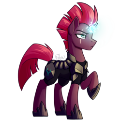 Size: 1000x1000 | Tagged: safe, artist:rubywave32, tempest shadow, pony, unicorn, g4, my little pony: the movie, armor, broken horn, female, horn, mare, raised hoof, simple background, solo, transparent background