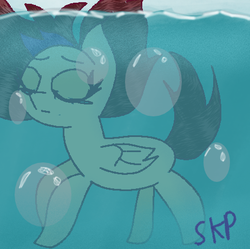 Size: 462x460 | Tagged: safe, artist:sketchpon, oc, oc only, oc:sketchpon, asphyxiation, bubble, drowning, underwater, vent art